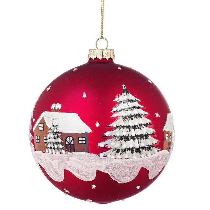 Pallina Natalizia Vetro Village Rosso D100 Decorazioni natalizie Bizzotto
