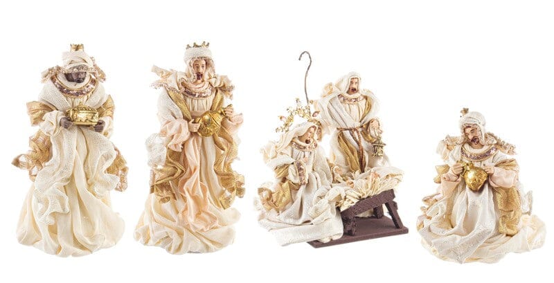 Bizzotto Natività Statue Presepe con Re Magi Tessuto Champagne H 25cm Bizzotto