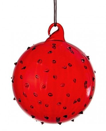 Pallina Di Natale in Vetro Rugiada Rosso Diametro Ø 8 cm Bizzotto