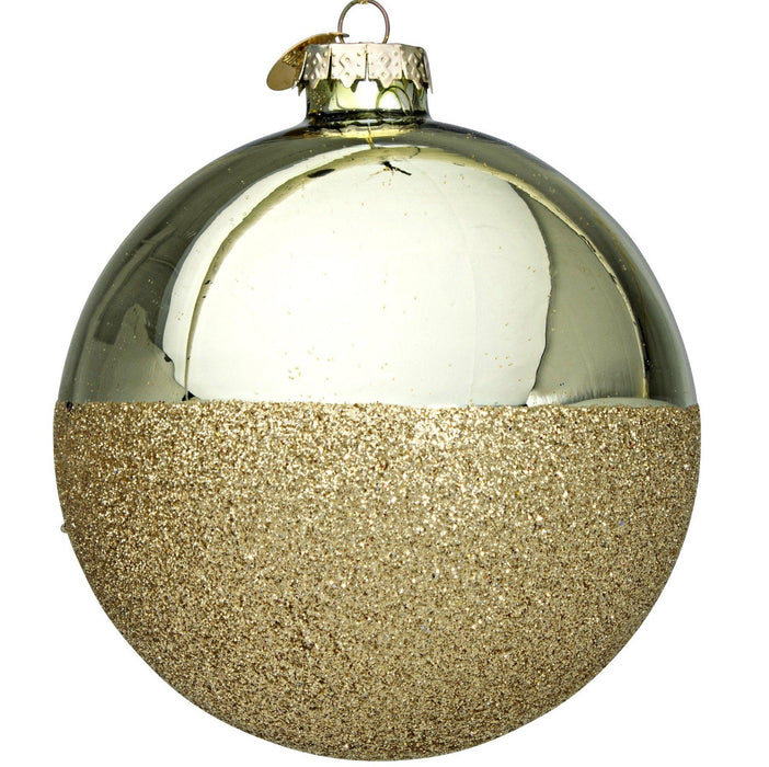 Pallina Natalizia Vetro Halfway Verde Oro D100 Decorazioni natalizie Bizzotto