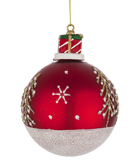 Palla di Natale in Vetro Emmy Rosso Con Regalo D80 Luxornow