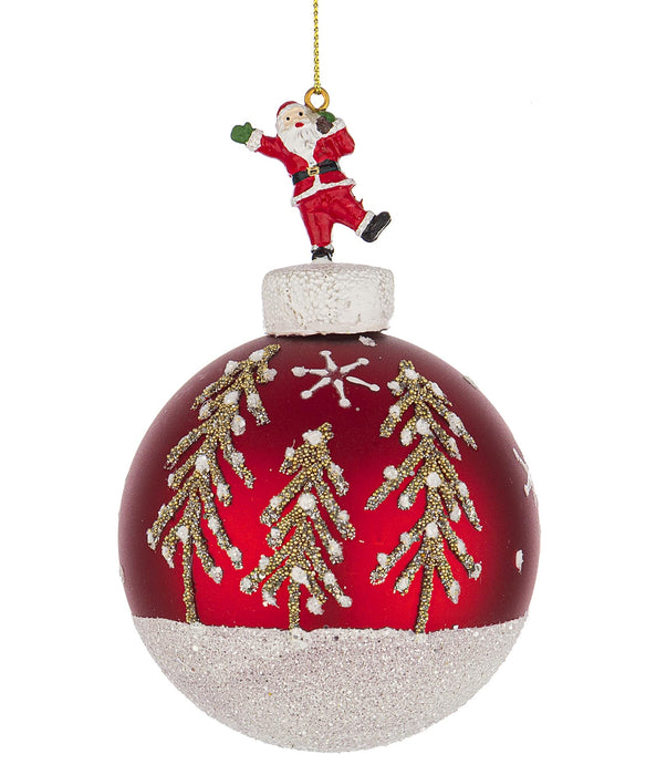 Palla di Natale in Vetro Emmy Rosso con Babbo Natale D 80 Bizzotto