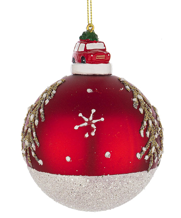 Palla di Natale in Vetro Emmy Rosso con Macchina D 80 Bizzotto