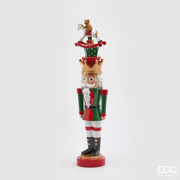 Statuetta Decorativa ''Soldatino con Cavallo Poly'' Decorazione Verde e rosso H52 EDG