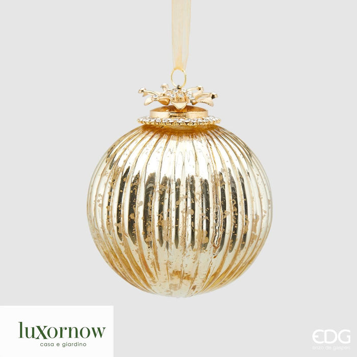 Palla Di Natale Gold In Vetro Con Righe Effetto Gioiello Decorazioni natalizie EDG