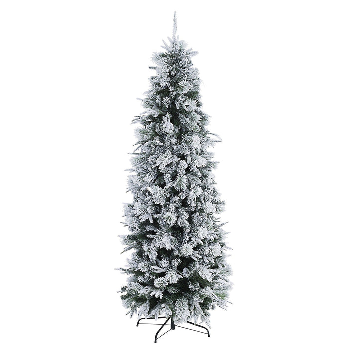 Albero di Natale Slim Dresda Innevato PE Real Touch PP effetto aghi di Pino PVC Floccato Albero di Natale Innevato Bizzotto