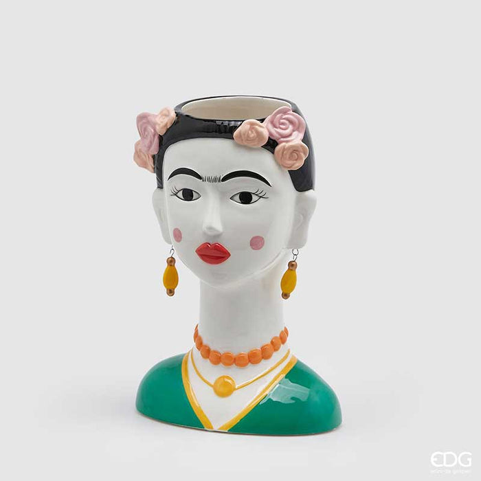 EDG Enzo de Gasperi Vaso Frida Khalo Con Orecchini H 27 cm Verde luxornow