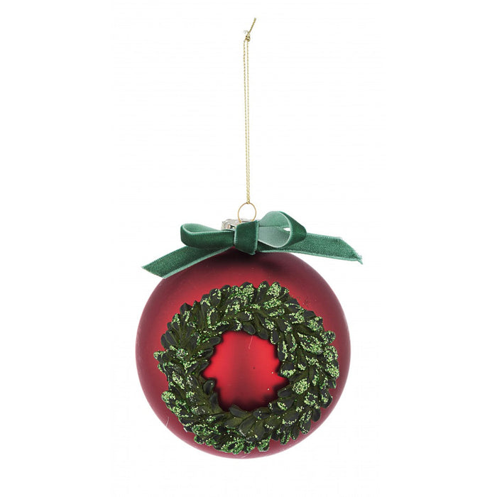 Pallina Di Natale Rossa In Vetro Con Fiocco Ø10 cm Bizzotto