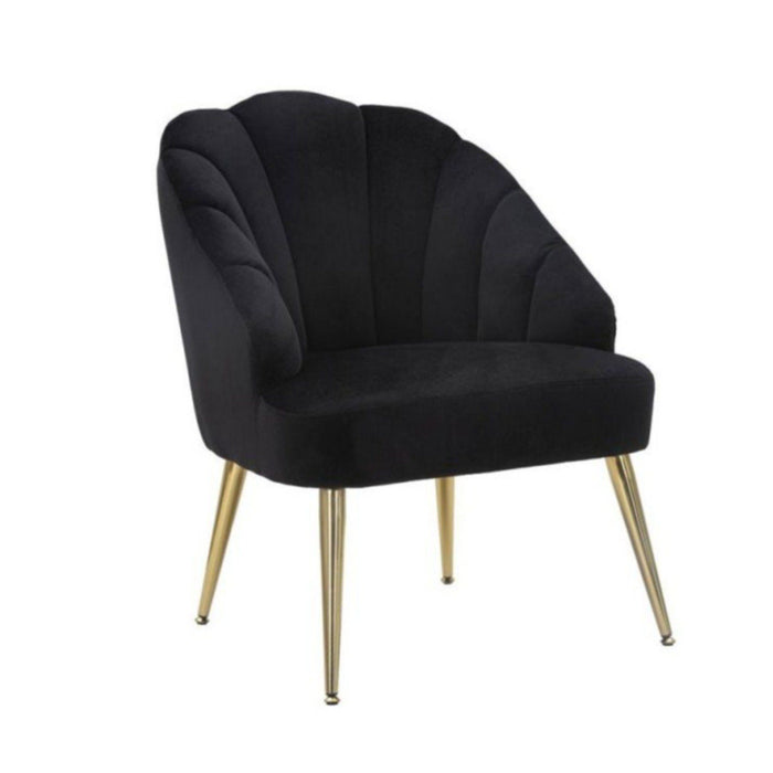 Poltrona Shell velluto nero piedi oro Mauro Ferretti
