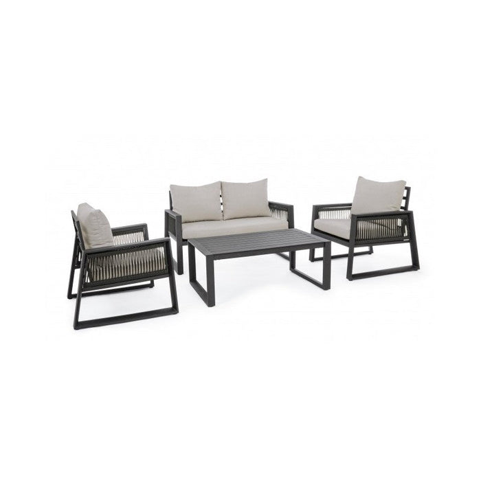 Set4 Salotto Captiva Antracite Con Cuscini Lh33 Bizzotto Cod. 0662596 Arredo Giardino Bizzotto