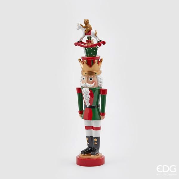 Statuetta Decorativa ''Soldatino con Cavallo Poly'' Decorazione Verde e rosso H52 EDG 