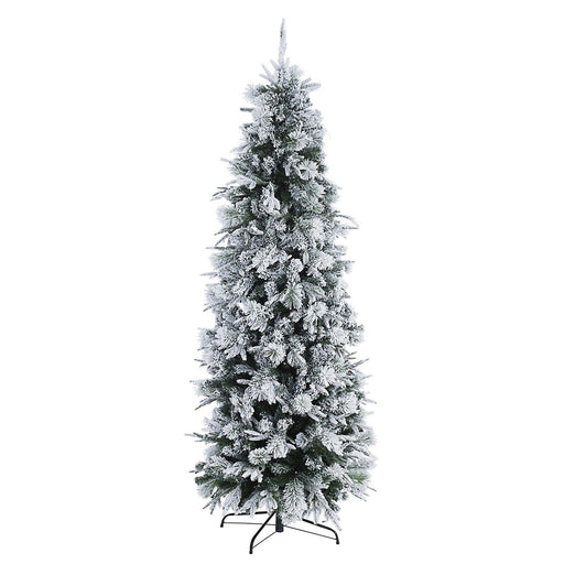 Albero di Natale Slim Dresda Innevato PE Real Touch PP effetto aghi di Pino PVC Floccato Albero di Natale Innevato Bizzotto 