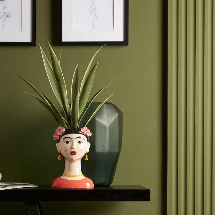 EDG Enzo de Gasperi Vaso Frida Khalo con orecchini H27 cm Corallo EDG 