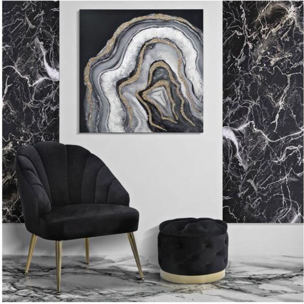 ATMOSPHERA Poltrona Naova In Velluto Nero – Dimensioni L.78 P.72 H.71 Cm – Seduta 44 Cm, Design Elegante